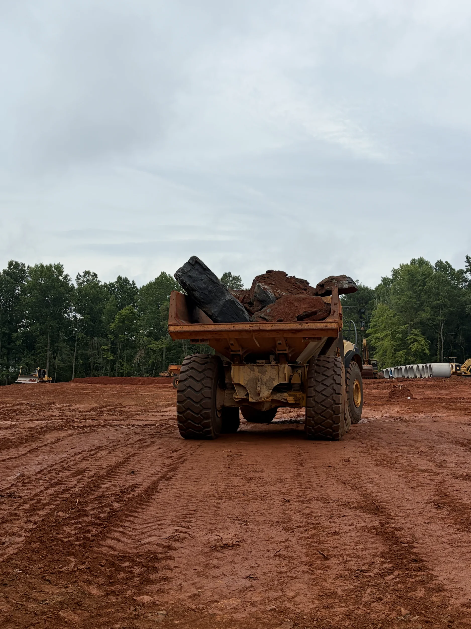 Earthmoving truck at the Summers Corner construction site